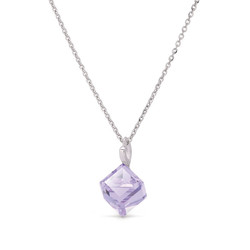 Collier Cube argent rhodi  cristal