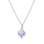 Collier Cube argent rhodi  cristal  