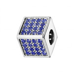 Charms coulissant argent rhodi avec cube empierre