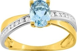Bague, Femme, Bicolore, Topaze bleu, Or 9 carats 09FH91BTZ