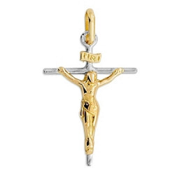 Croix bicolore christ 9 carats XK1298