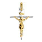 Croix bicolore christ 9 carats XK1298