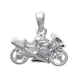 Pendentif argent rhodi moto