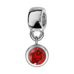 CHARMS COULISSANT ARGENT RHODIE SUSPENDU OXYDE ROUGE SERTI 