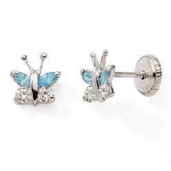Boucles d'oreilles papillon or blanc 9 carats