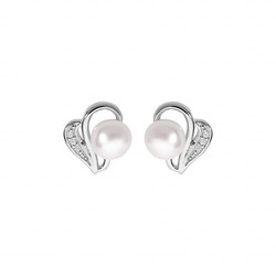 BOUCLES D'OREILLES TIGE ARGENT RHODIE PERLE DE CULTURE D'EAU