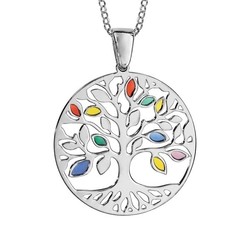 Collier argent arbre de vie multi couleurs