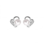 BOUCLES D&#039;OREILLES TIGE ARGENT RHODIE PERLE DE CULTURE D&#039;EAU