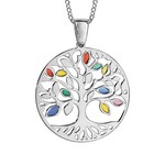 Collier argent arbre de vie multi couleurs