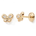  Boucles d&#039;oreilles papillon oxydes or jaune 9k
