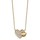 COLLIER PL OR DOUBLE COEUR PAVE OXYDES BLANCS ET LISSE 