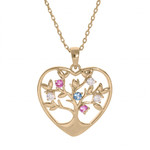 COLLIER PLAQU OR PENDENTIF COEUR ARBRE DE VIE OXYDES COULEU