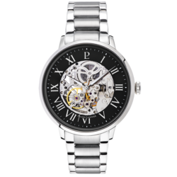 Montre Homme AUTOMATIC Cadran Noir Bracelet Acier Argent