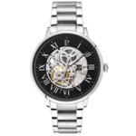 Montre Homme AUTOMATIC Cadran Noir Bracelet Acier Argent