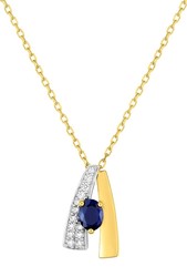 Collier saphir & oxydes or jaune 9 carats