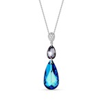 Collier Double Teardrop argent rhodi cristal