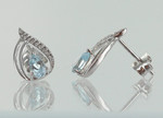 Boucles d&#039;oreilles oxydes &amp; topazes or blanc 9 carats 