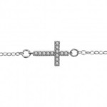 Bracelet argent rhodi croix couche oxydes micro sertis