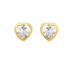 Boucles d'oreilles coeur oxydes or jaune 18 carats