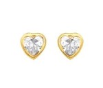 Boucles d&#039;oreilles coeur oxydes or jaune 18 carats