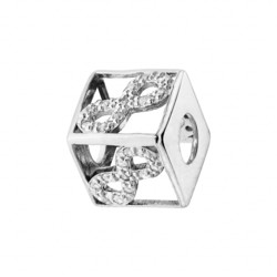 Charms coulissant argent rhodi avec cube avec infini emp