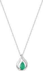Collier or blanc emearude diamant 9 carats