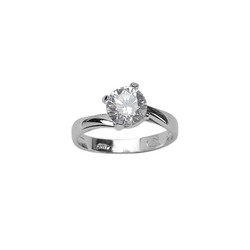 Bague argent solitaire oxydes de  zirconium