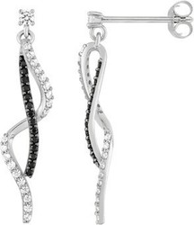 Boucles d'oreilles argent oxydes blancs & noirs