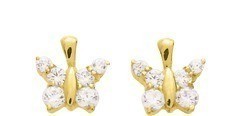 Boucles d'oreilles papillon oxydes 9 jaune carats