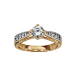 BAGUE PLAQU OR SOLITAIRE OXYDES BLANCS SERTIS 