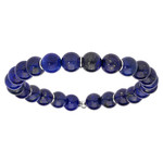 Bracelet extensible boules lapis lazuli  rondelles argent