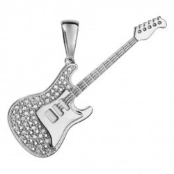 Guitare argent rhodi & oxydes blancs sertis