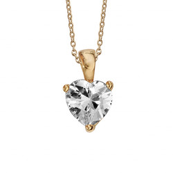 COLLIER PLAQU OR PENDENTIF SOLITAIRE FORME COEUR OXYDE BLANC