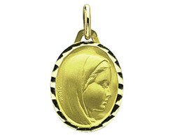 medaille Vierge de Profil Or jaune 16 mm Augis