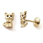 Boucles d&#039;oreilles or jaune chaton 