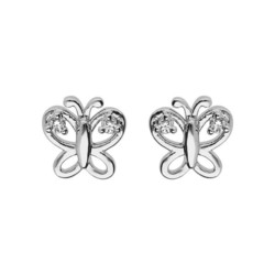 Boucles d'oreilles argent rhodi papillon oxydes blancs