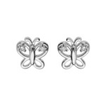 Boucles d&#039;oreilles argent rhodi papillon oxydes blancs