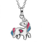 COLLIER ARGENT RHODIE PENDENTIF LICORNE RESINE  