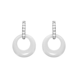 Boucles d'oreilles argent cramique blanche