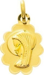 Mdaille vierge or jaune 9 carats