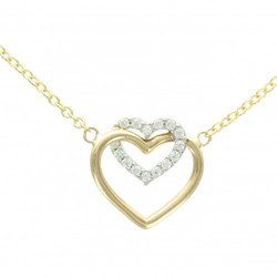 Collier or jaune 2 coeurs oxydes 9 carats