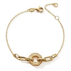 BRACELET 375 OR JAUNE MAILLONS CERLCE AJOURE TOUT OR