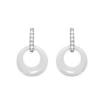 Boucles d&#039;oreilles argent cramique blanche 