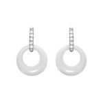 Boucles d&#039;oreilles argent cramique blanche 