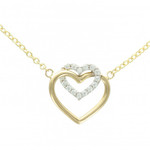 Collier or jaune 2 coeurs oxydes 9 carats