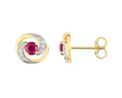 Boucles d'oreilles rubis et oxydes de zirconium