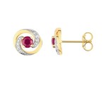 Boucles d&#039;oreilles rubis et oxydes de zirconium 