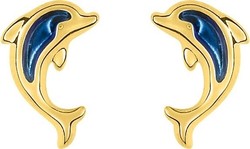 Boucles d'oreilles dauphins bleu or jaune