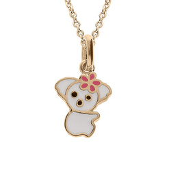 COLLIER PLAQU OR PENDENTIF KOALA RESINE BLANCHE 36+2CM