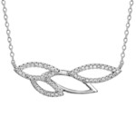 COLLIER ARGENT RHODIE FEUILLAGE AJOURE OXYDES BLANCS        